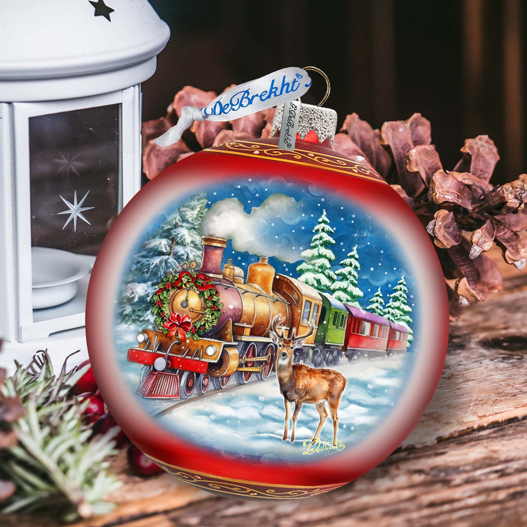 Antler Express Lg Glass Ornament by G.Debrekht - Christmas Holiday Decor - 73946
