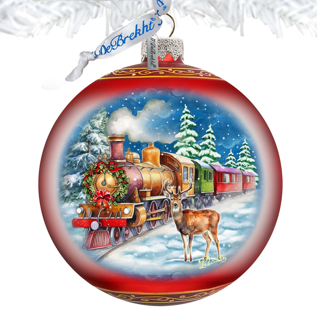 Antler Express Lg Glass Ornament by G.Debrekht - Christmas Holiday Decor - 73946
