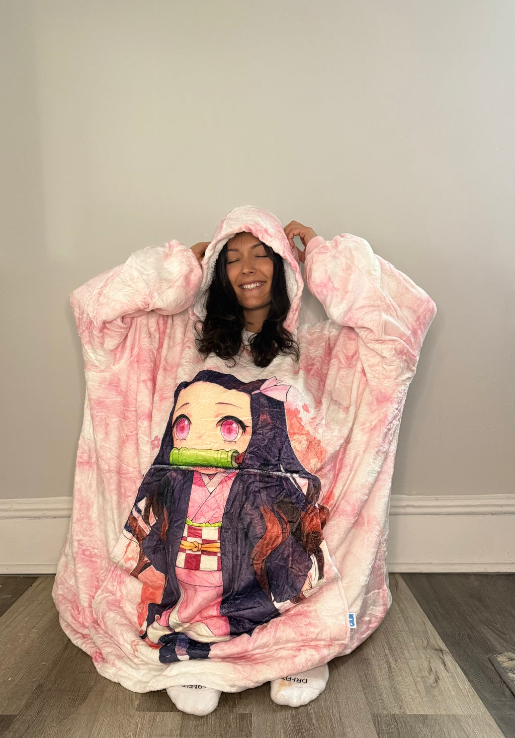 Nezuko Kamado Demon Slayer Wearable Blanket Hoodie for Kids & Adults | OLM Toys