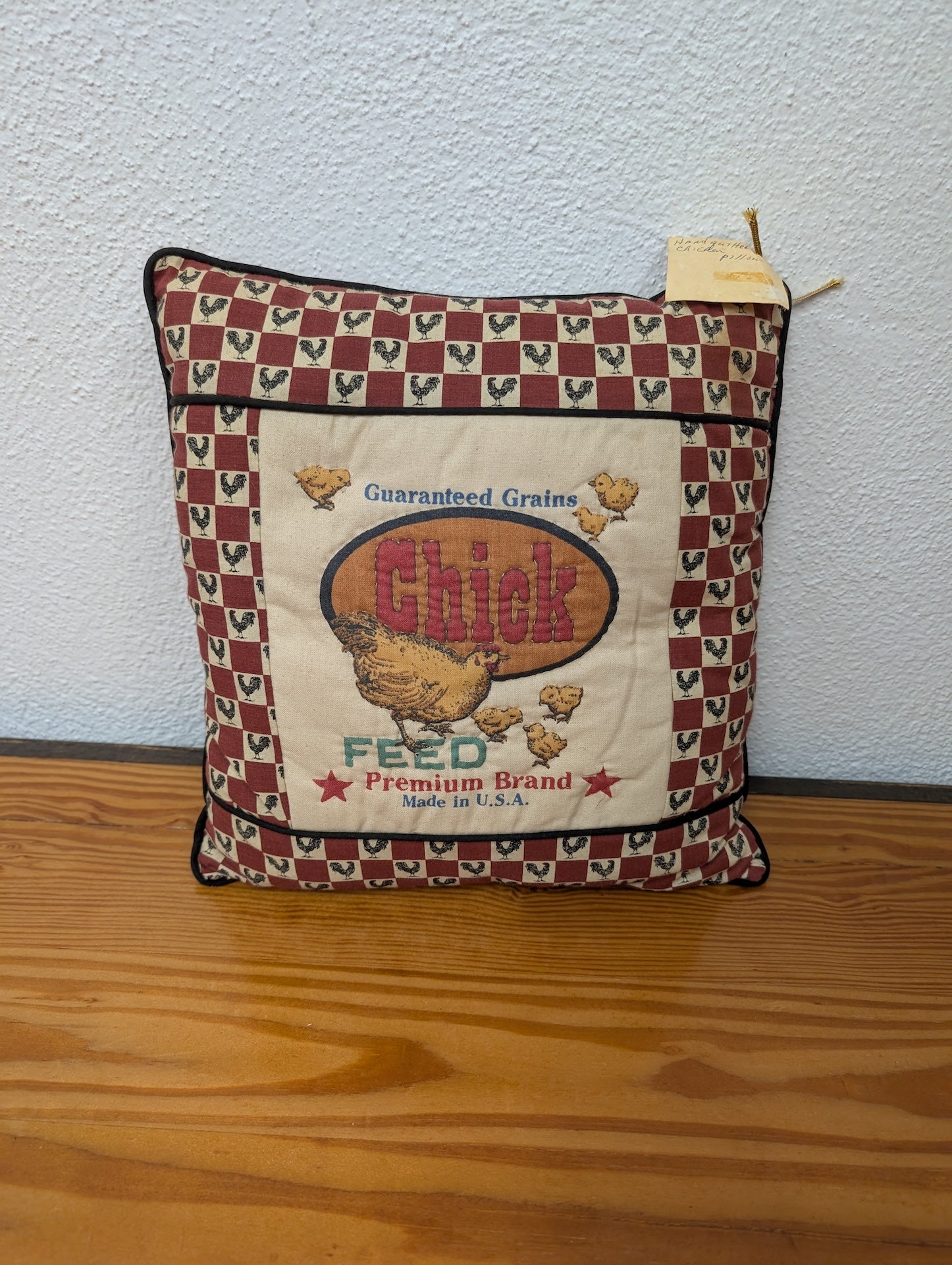 "Chick Feed" Farmhouse Pillow from Unbranded -  Home Decor (Cotton, Polyester Pillow, Farmhouse, Rustic, Country, Red, Cream, Black, Yellow)