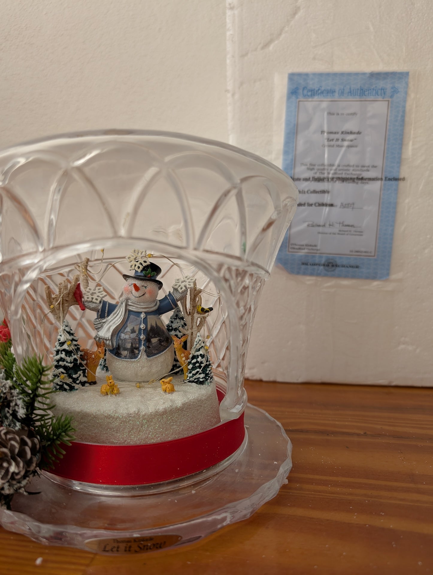 "Let It Snow" Grand Masterpiece from Ardleigh Elliott -  Holiday Decor (Resin, Glass, Metal Figurine / Music Box, Traditional, Collectible, White, Blue, Red, Green)