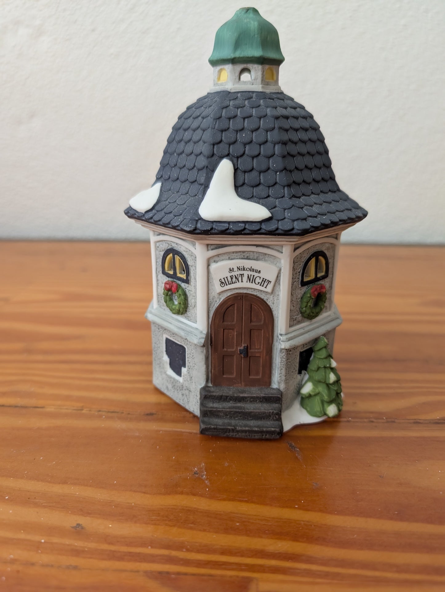 "St. Nikolaus Silent Night" Chapel from Unknown -  Holiday Decor (Ceramic Decor / Village Piece, Traditional, Religious, White, Grey, Green)