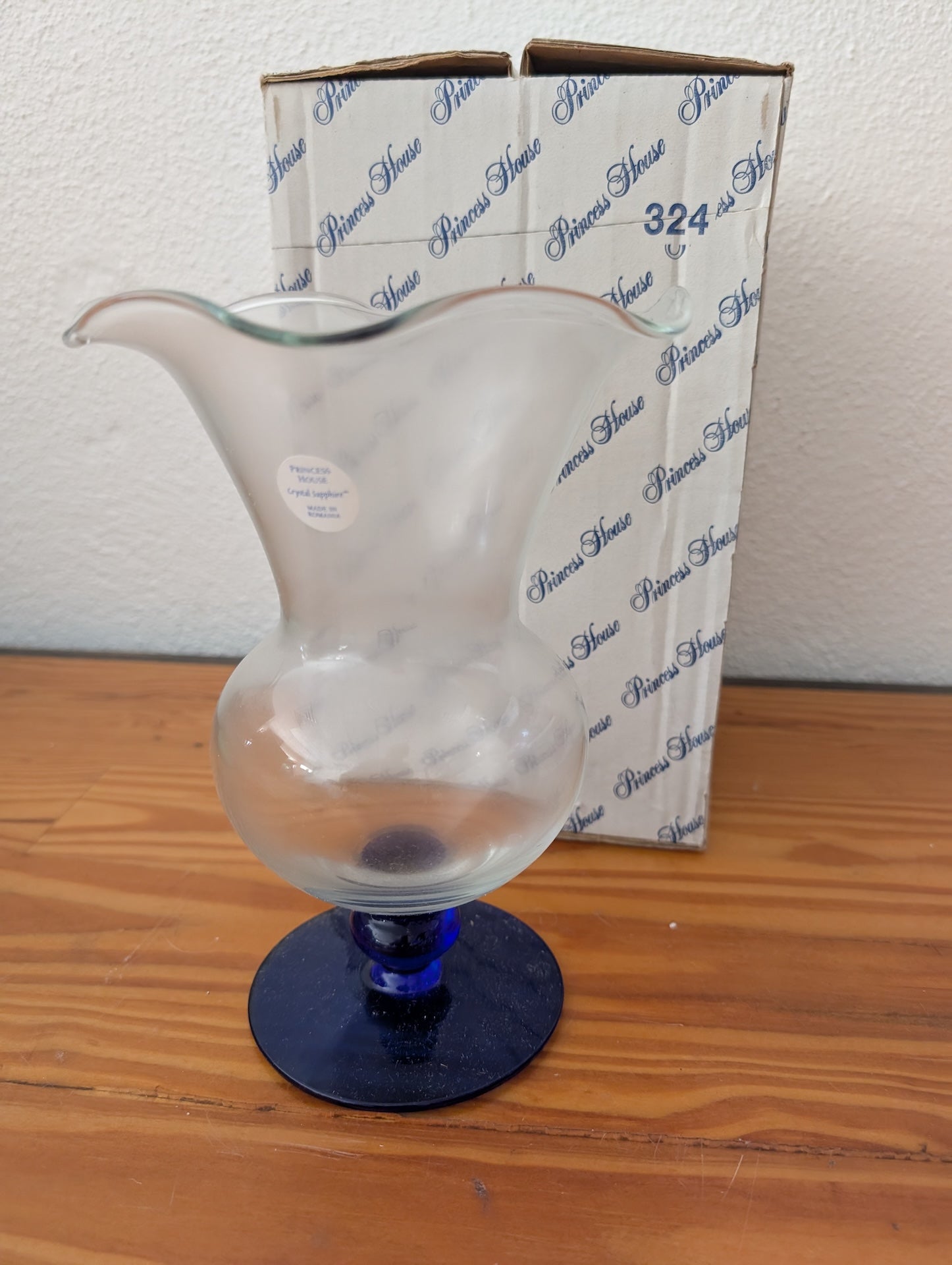 "Vienna" Crystal Bud Vase #324 from Princess House -  Glassware (Crystal Bud Vase, Traditional, Elegant, Clear, Cobalt Blue)