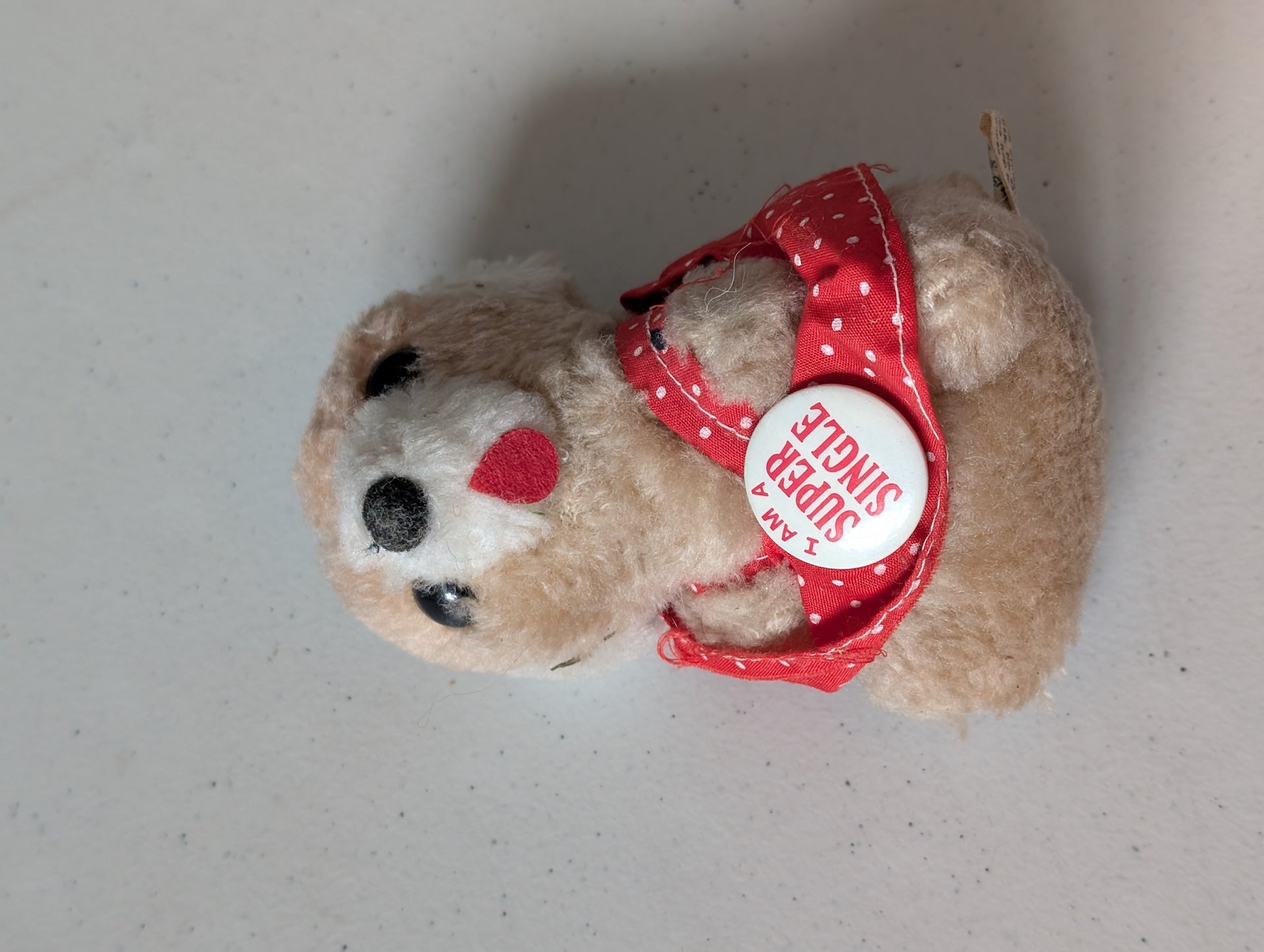 "I Am Super Single" Bear - Unbranded Plush Toy (Tan, 1980s, Bear)
