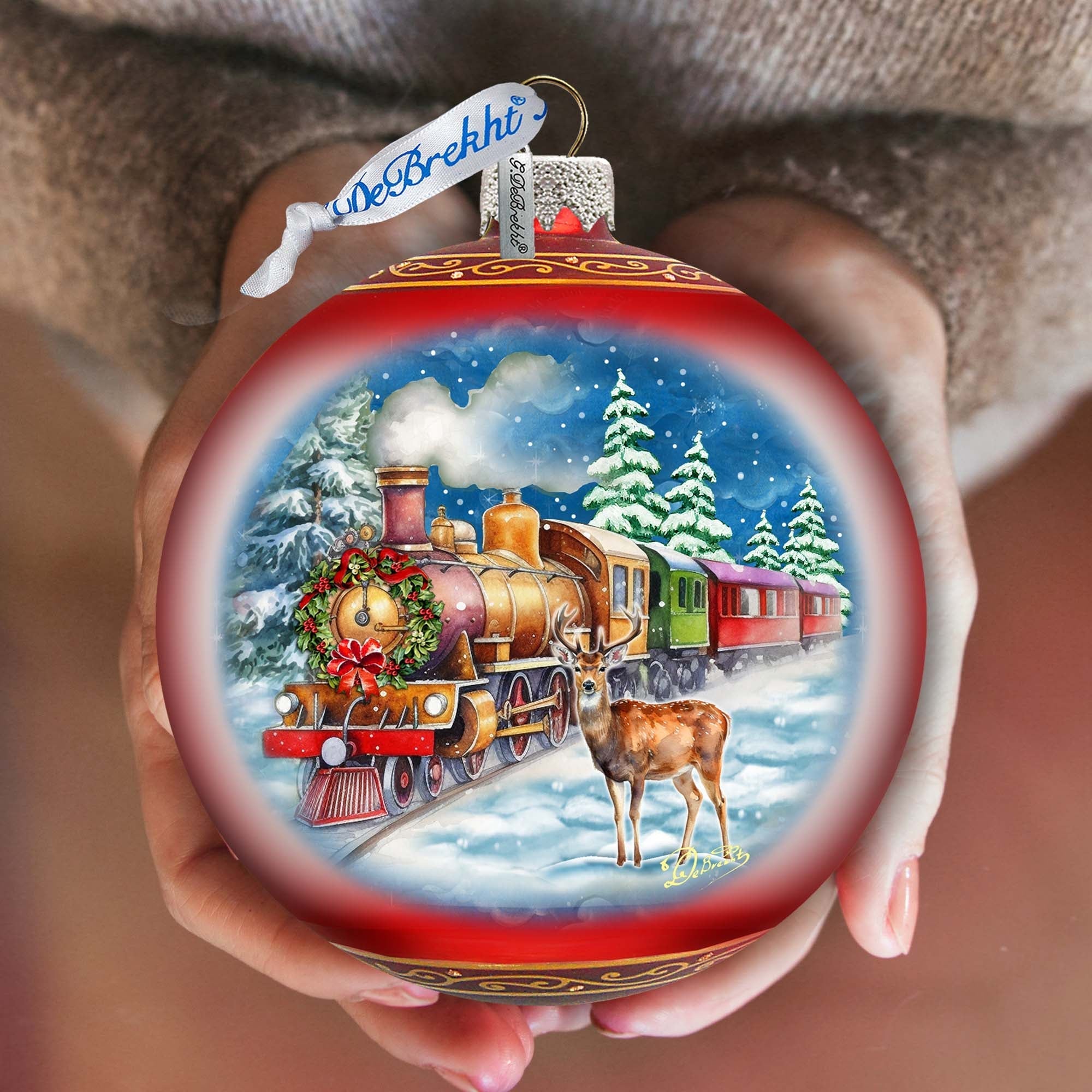 Antler Express Lg Glass Ornament by G.Debrekht - Christmas Holiday Decor - 73946