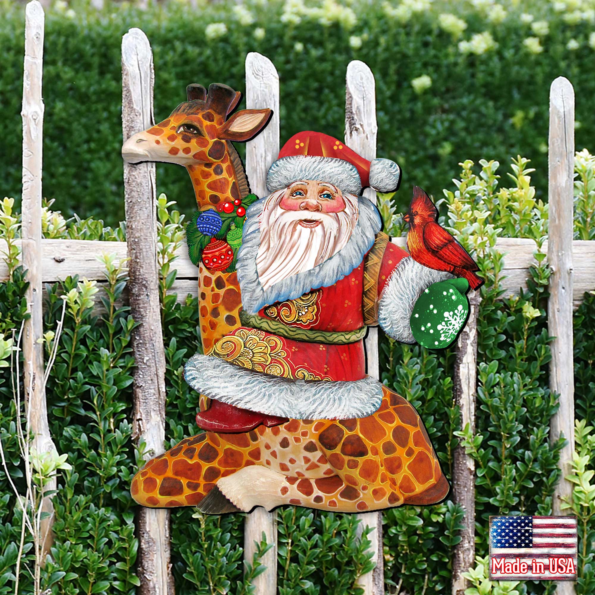 Santa On Giraffe Christmas Door Decor by G. DeBrekht - Christmas Santa Snowman Decor - 8111360H