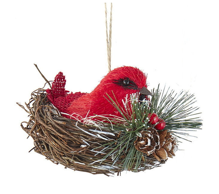 Cardinal Sitting in a Nest - Ornament